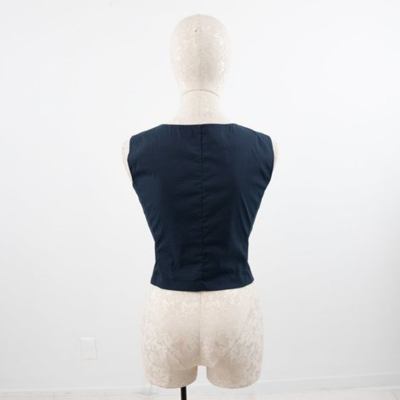Oscar de la Renta RTW 4 Navy Blue Tailored Tank - Picture 6 of 8